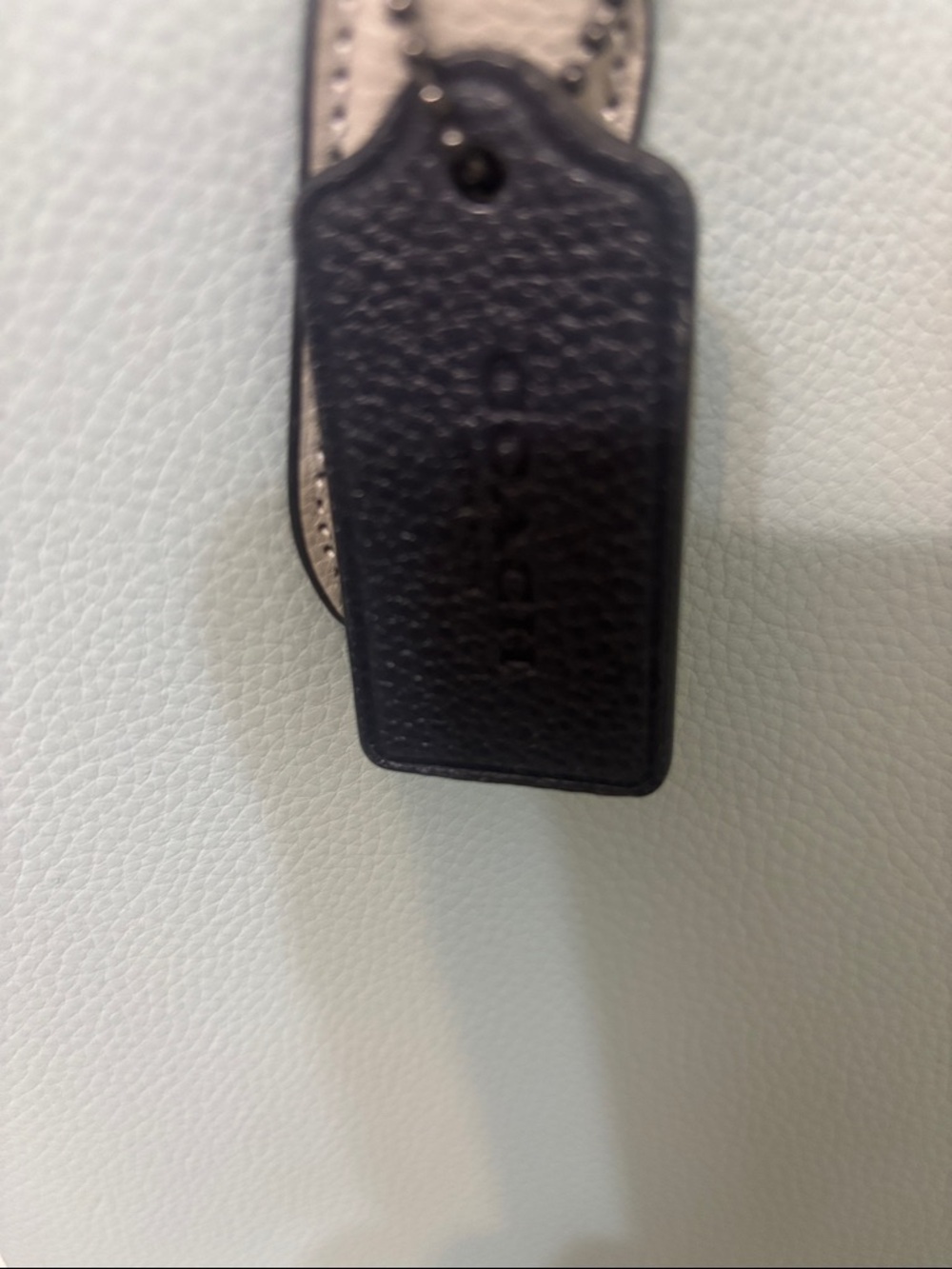 Coach gray blue leather tote with gray handles great every day bag